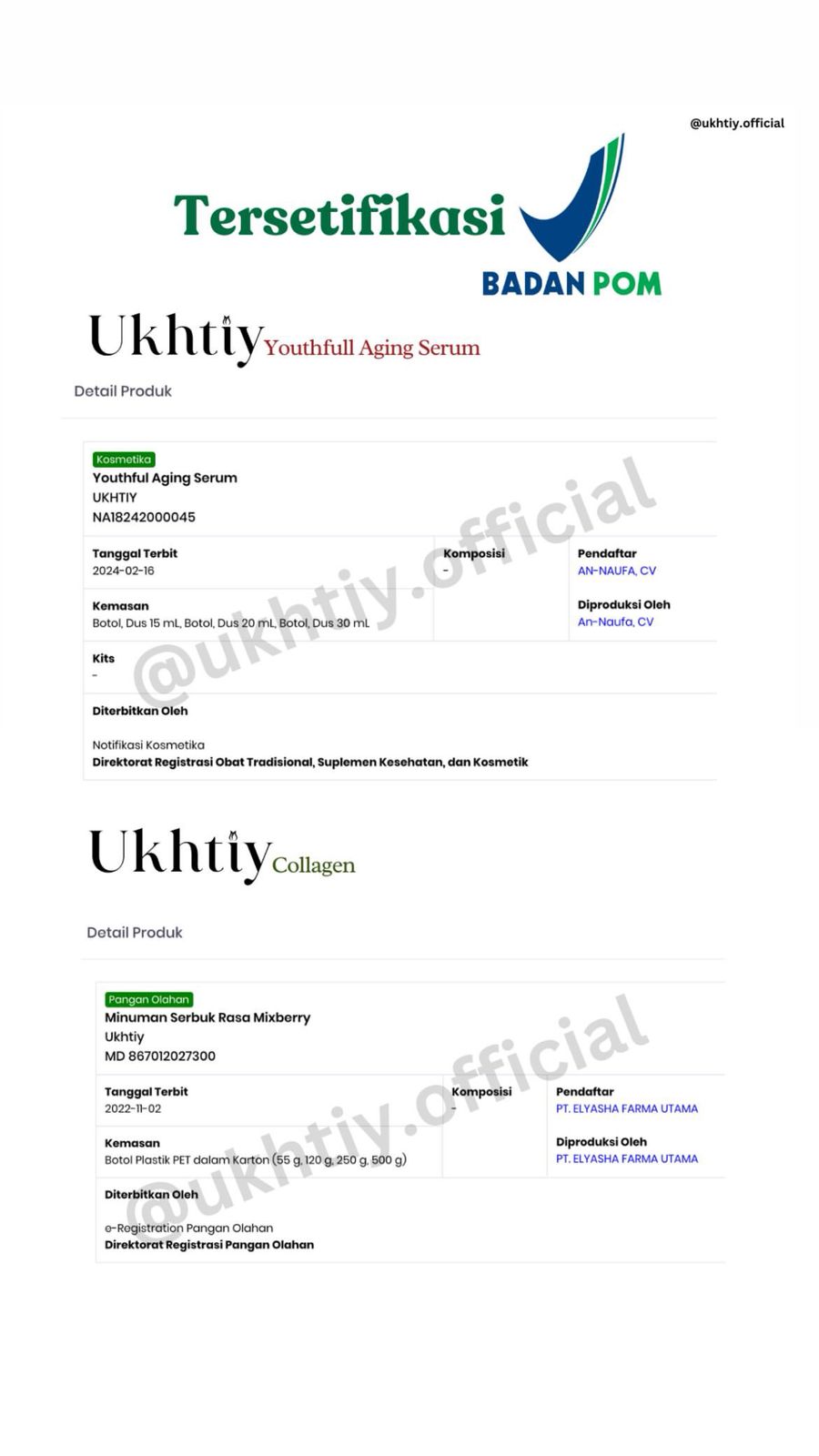 Sertifikat BPOM Ukhtiy