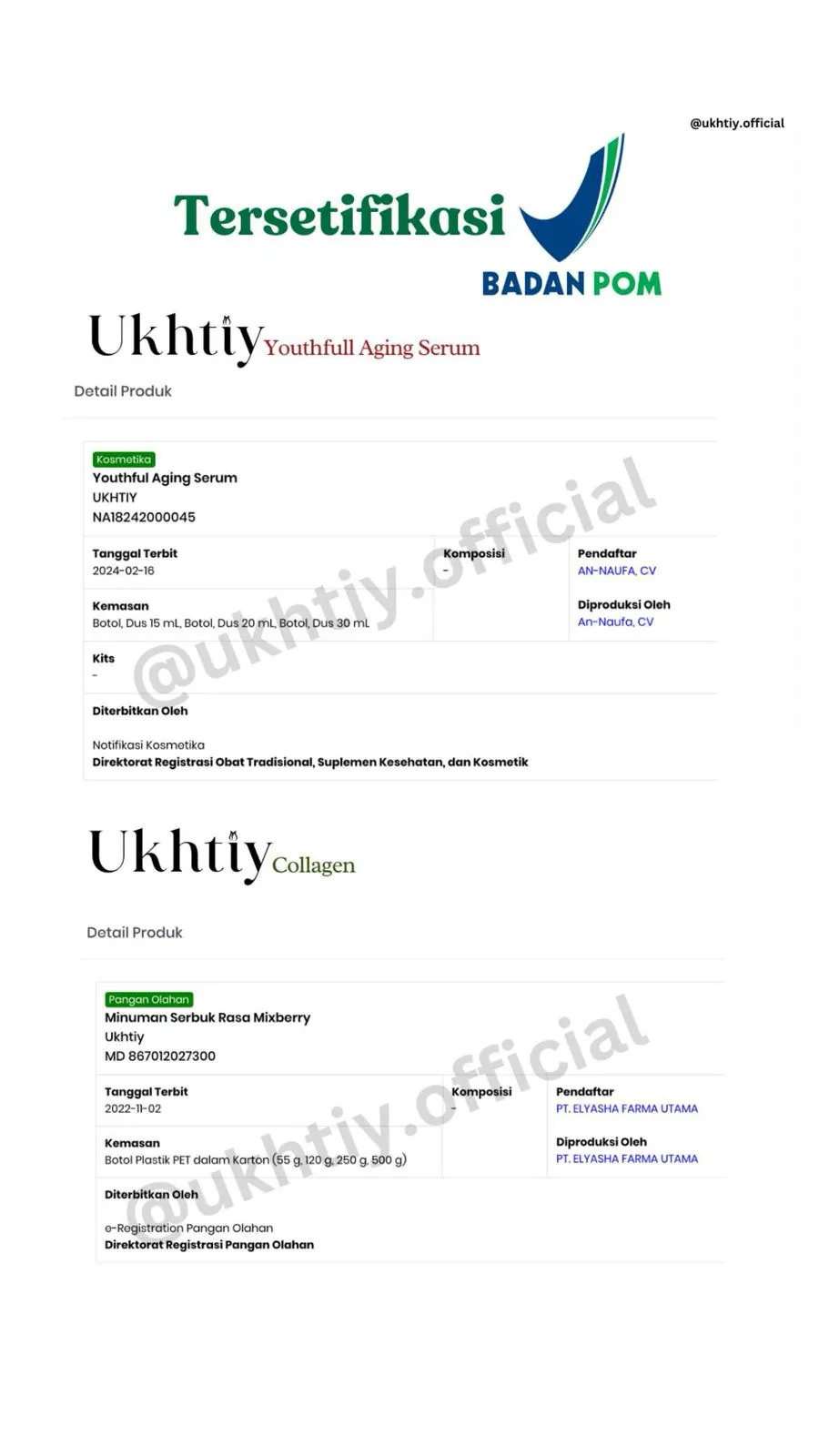 Sertifikat BPOM Ukhtiy